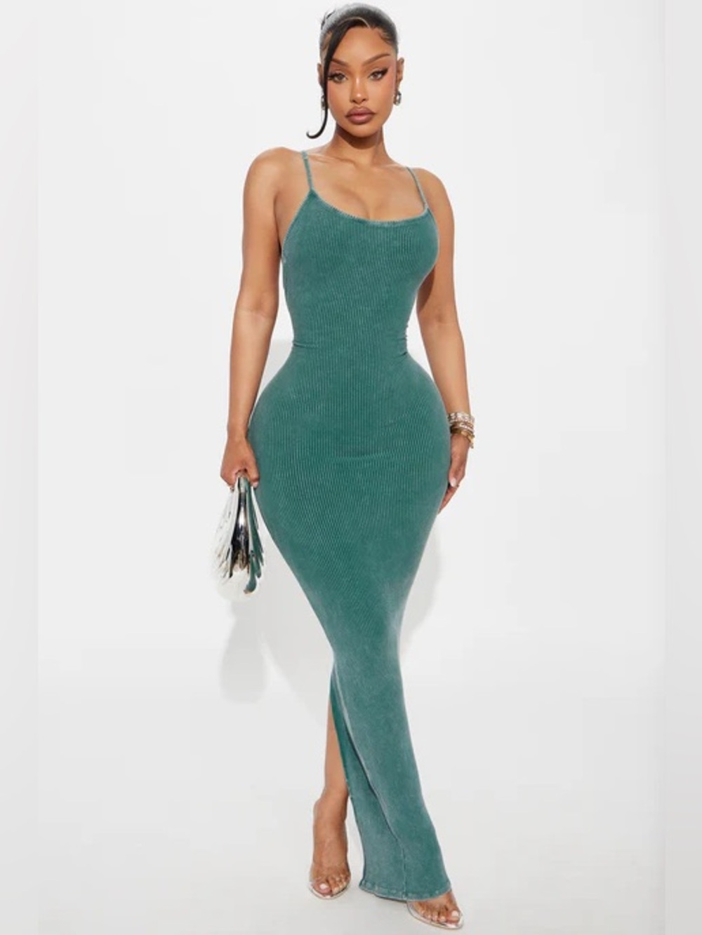 Off Duty Backless Ribbed Maxi Dress